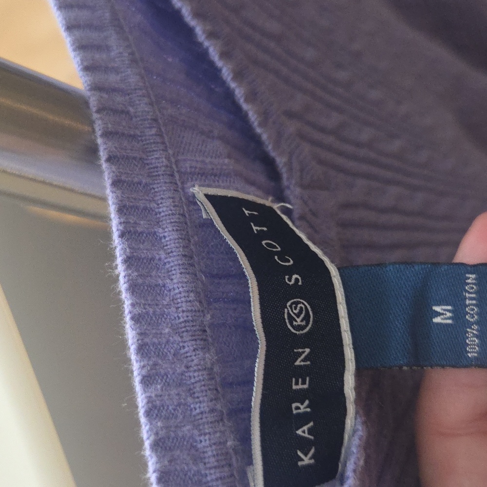 Karen Scott Lavender V-Neck Sweater - Picture 2 of 2